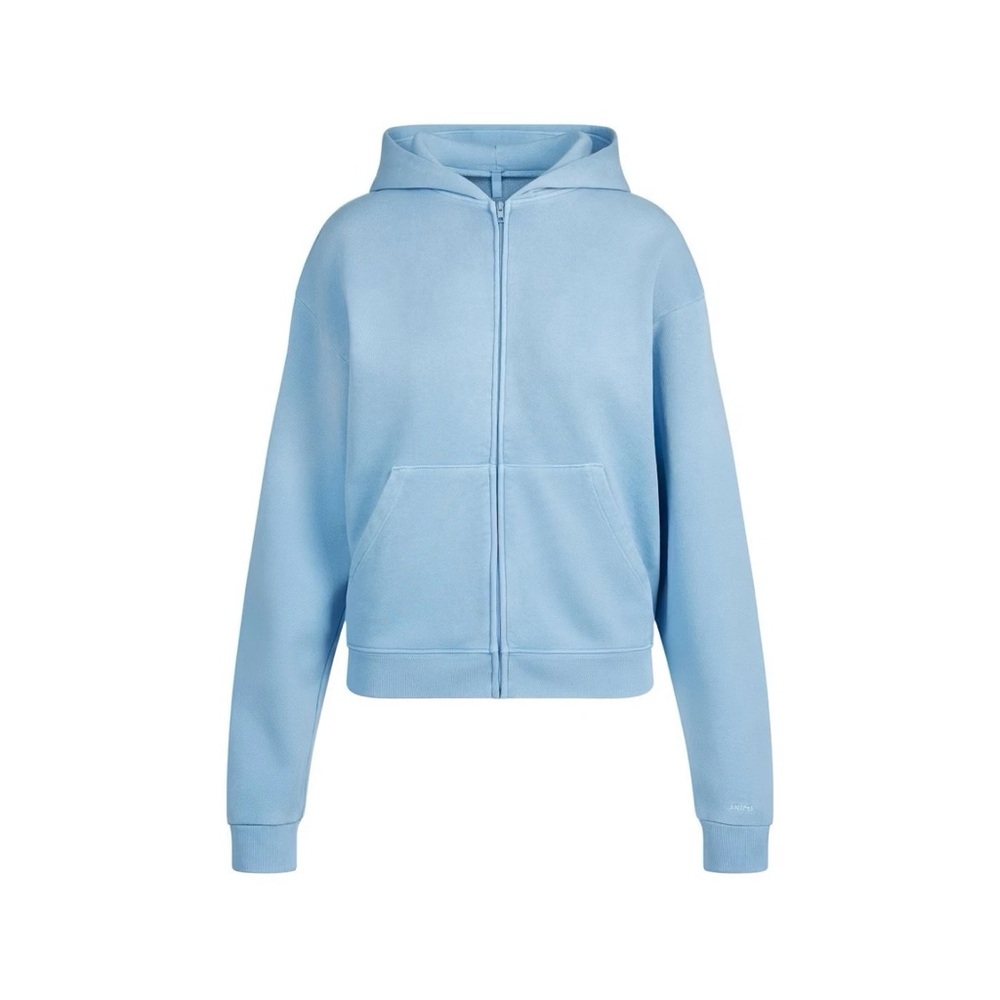 Skims Light Blue Zip-Up Hoodie French terry